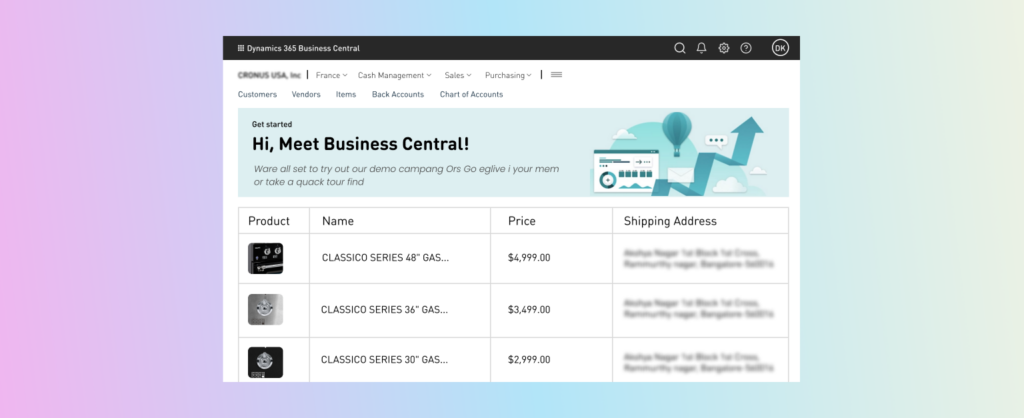 Microsoft Business Central Dashboard 