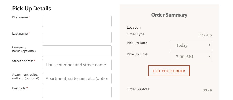 Customized Checkout Page