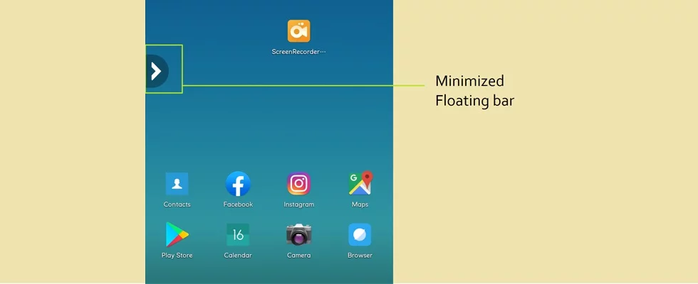 Floating bar minimised- screen recorder app for android